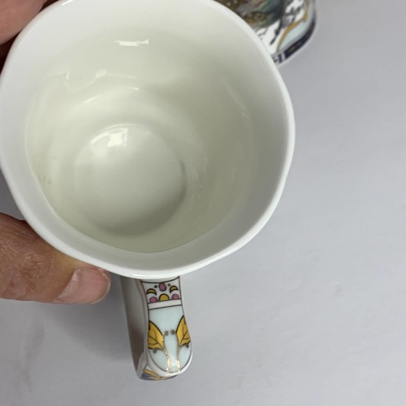 Gracie China Bone China Peacock Print Coffee Mugs - Picture 2 of 5